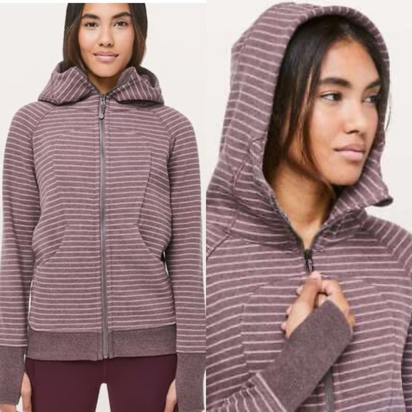 lululemon Scuba Hoodie *Classic Cotton Fleece Parallel Stripe Misty Merlot - Picture 1 of 16